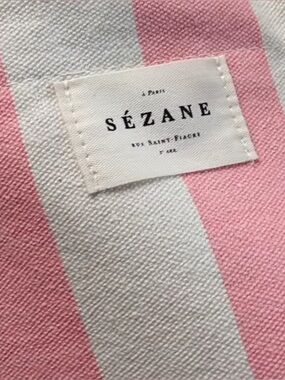 NWOT Sézane Pink and Cream Striped Canvas Tote